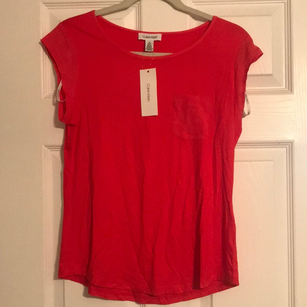 New! Calvin Klein Women's Red Blouse - Small Career New Years